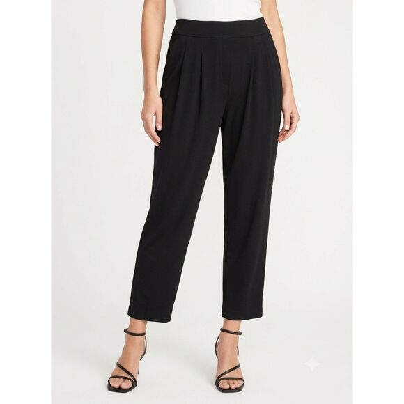 LOFT Pants - Pleated Wide Leg LOFT Petites Black Rayon Trouser Pants Size LP Large Petite